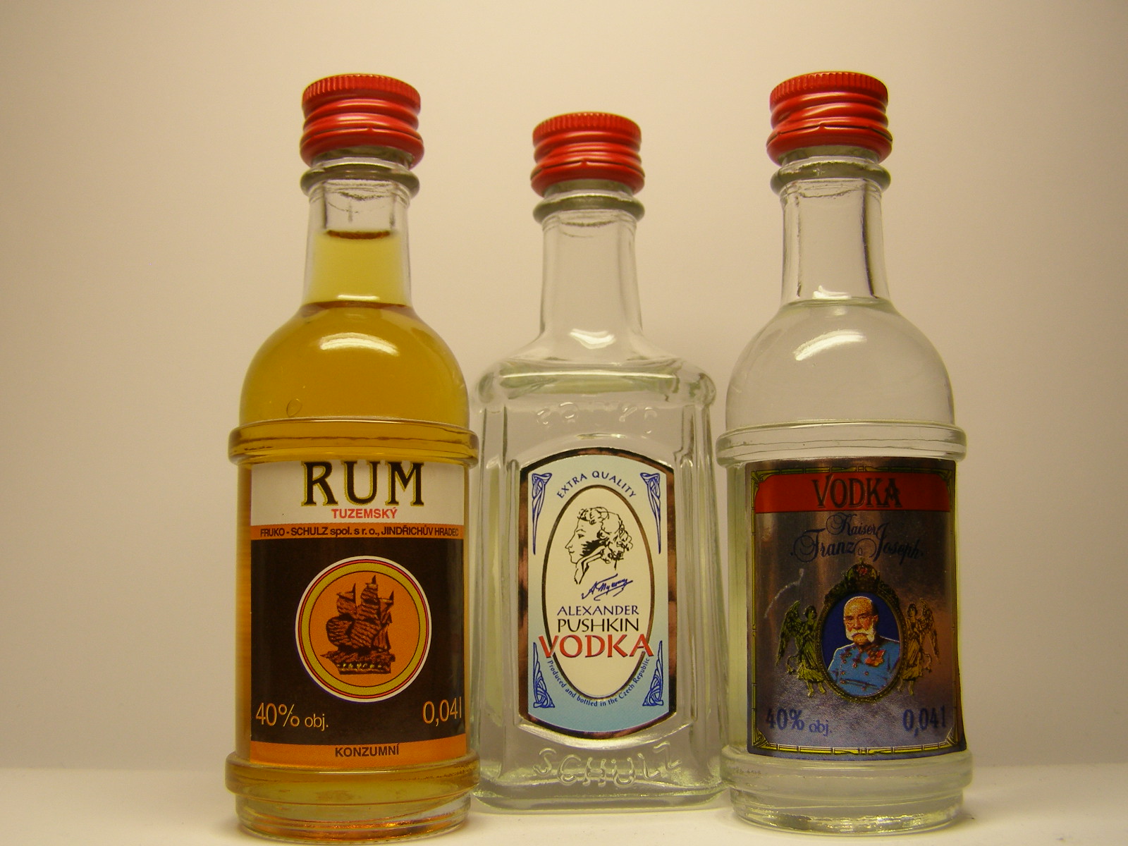 FRUKO-SCHULZ Rum Tuzemský - Alex.Pushkin Vodka - Kaiser Franz Joseph Vodka
